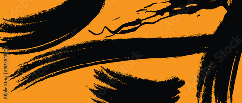 Abstract brushstroke portrait with orange background