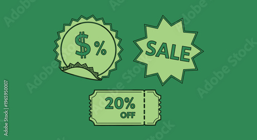 An illustration representing financial discounts and savings, conveying a sense of economy and value.