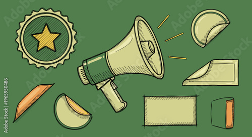 An illustration of a green star seal with a gold star, accompanied by a lime wedge, a slice of pepper, and a bottle on a green background, conveying f