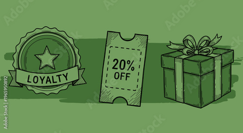 A green loyalty badge icon with a star and ribbon, conveying a sense of commitment and dedication.