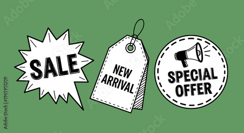 A comic book style sale sign on a green background, conveying a sense of excitement and urgency for marketing or advertising use.