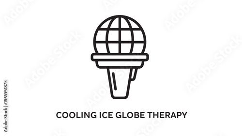 Professional Cooling Ice Globe Therapy Icon Depicting Facial Massage Roller Tool Used For Skin Tightening Cryotherapy Beauty Wellness And Spa Treatment Graphics Asset In Minimalist Line Art