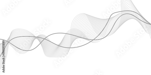 Abstract grey wavy lines Digital frequency track equalizer background. Digital frequency track equalizer. Stylized line art background. Wave with lines created using blend tool. Curved wavy line, 