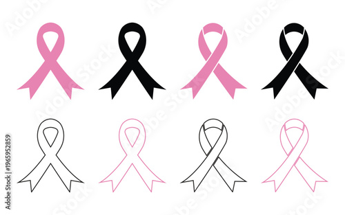 Breast cancer ribbon icon vector set isolated on transparent background.