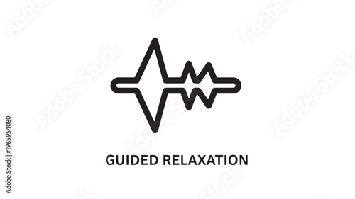 Clean black line art depicting guided relaxation, ideal for wellness apps, meditation guides, mental health content, and stress relief marketing materials.