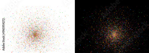 Colorful confetti explosion background set on white and black backdrops for party design isolated on transparent background, isolated on white background, Vector
