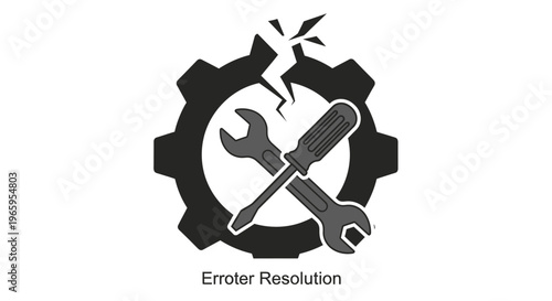 Gear with tools representing service repair and engineering problems solving