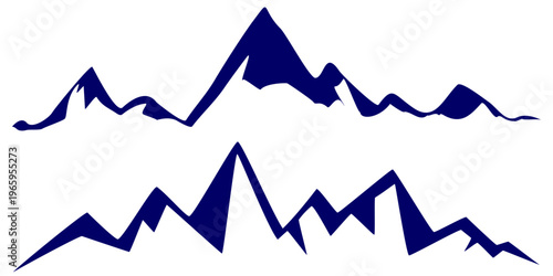 Imagination of a silhouette image of dark blue mountain hills isolated flat on a white background, vector