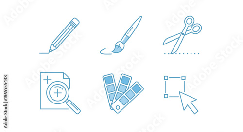Graphic design icons set illustration creative tools isolated on white