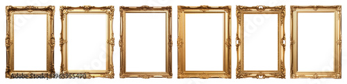 PNG Elegant gold ornate frames display, transparent background