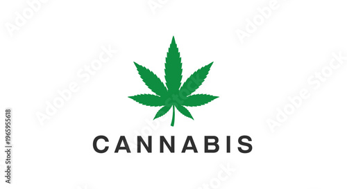 Green cannabis leaf symbol illustration on white background for design and concept