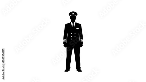 Airline pilot silhouette standing uniform hat wings
