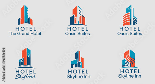 Hotel logos abstract tower designs for accommodation and hospitality services