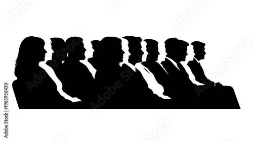 Silhouette of business people sitting in a row meeting
