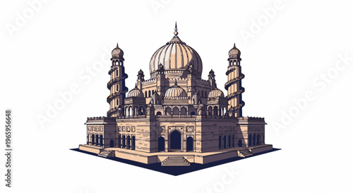 Ornate stone building with domes, minarets, and intricate carvings