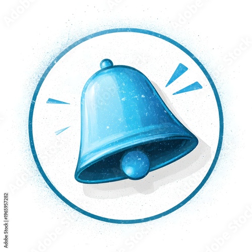 A blue bell icon with a notification sound effect in a circle