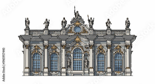 Ornate Baroque facade with statues and decorative elements