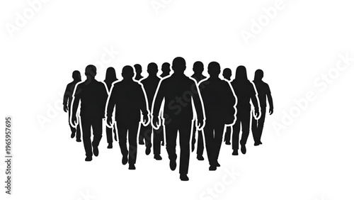 Group of people walking silhouettes crowd anonymous individuals