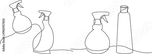 Various spray bottle designs with different nozzle and body shapes Vector