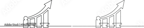 Comparison of growth trends between solid and dashed line progress indicators Vector