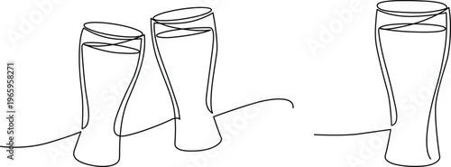 Three different styles of beer glasses with liquid levels and handles illustrated Vector
