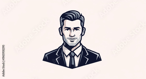 Stylized portrait of a man in a suit with a neat haircut