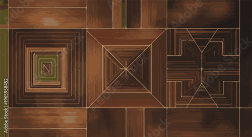 Wood pattern with geometric squares and lines, abstract parquet