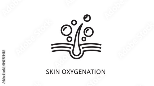 Clean black and white line drawing depicting skin oxygenation, ideal for skincare marketing, medical education, dermatology content, and wellness advertising materials.