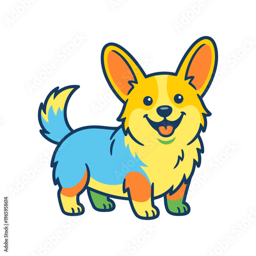 Bright cartoon dog with cheerful expression