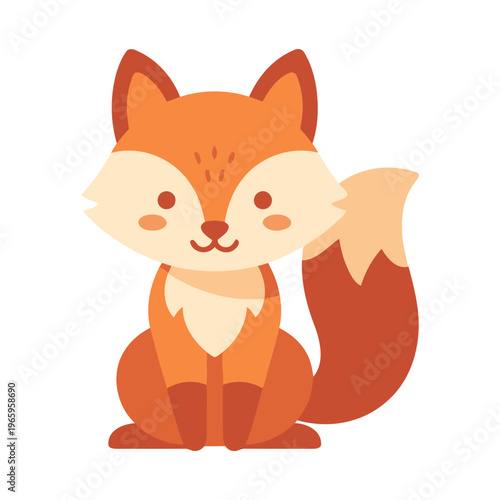 Cute fox sits calmly with soft, friendly expression