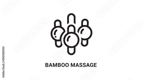 Clean and modern line art depicting bamboo massage tools, ideal for wellness, spa, relaxation, and holistic health marketing materials or educational content.