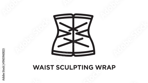 Clean and modern line drawing of a waist sculpting wrap, ideal for fitness, wellness, and body contouring marketing materials. Perfect for health blogs, advertisements, and educational content.