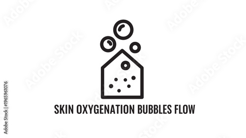 Minimalist line drawing depicting oxygen bubbles enhancing skin health, ideal for skincare, beauty, wellness, and medical marketing materials or educational content.