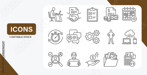 Freelance & Project Management Icon Set – Contracts, Invoicing & Business Workflow