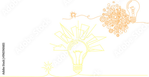 Creative light bulb ideas, innovative thinking concepts, yellow inspiration symbols, vector brainstorming icons