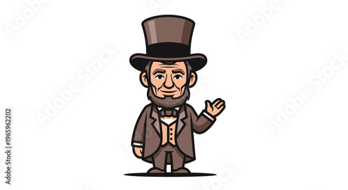 Cartoon Abraham Lincoln Waving Hand.