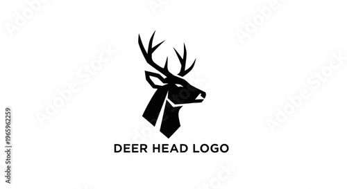 Deer head logo with antlers.