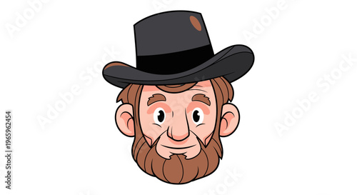 Cartoon man with beard and hat.