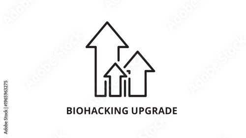Clean line art illustration of a house with an upward arrow symbolizing biohacking and self-improvement. Ideal for wellness, tech, and lifestyle content in marketing, blogs, and educational materials.