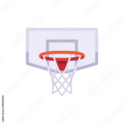 gray red basketball hoop, sports equipment, backboard, colorful vector flat style illustration