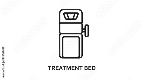 Clean line art illustration of a treatment bed, ideal for medical, spa, wellness, and healthcare marketing materials. Perfect for brochures, websites, and educational content.
