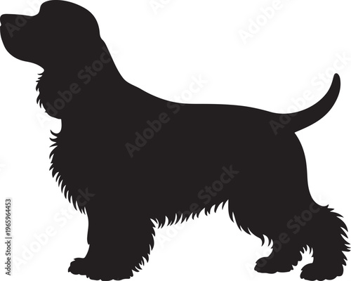 Black Dog Silhouette Standing Isolated on White