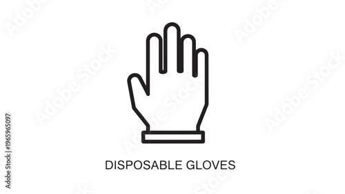 Minimalist vector illustration of a hand in disposable gloves, ideal for healthcare, cleanliness, protection, and safety-themed marketing materials.