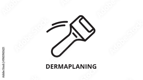 Minimalist black line art illustration of a dermaplaning tool, ideal for beauty, skincare, and wellness advertising, blogs, or educational materials. Clean and professional design for commercial use.