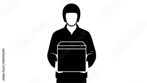 Delivery man holding a box silhouette icon