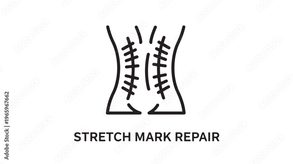 Obraz premium Clean and modern line art depicting stretch mark repair, ideal for skincare, beauty, wellness, and medical marketing materials. Perfect for blogs, social media, and educational content.