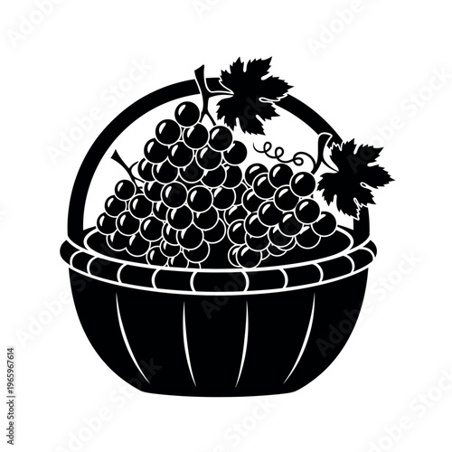Basket of Grapes Silhouette.
