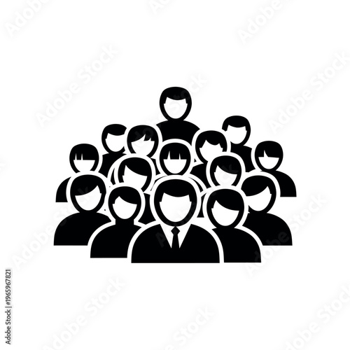 Large group of diverse people icon.