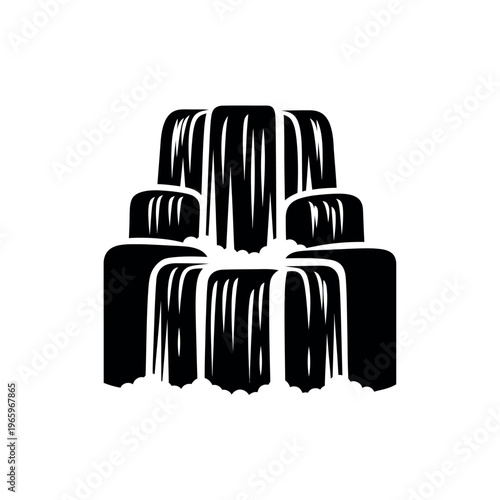 Majestic Waterfall Cascade Vector Illustration.