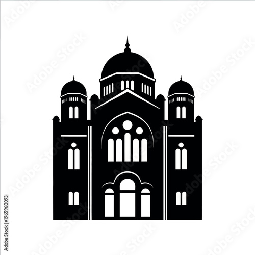 Synagogue building silhouette vector illustration.